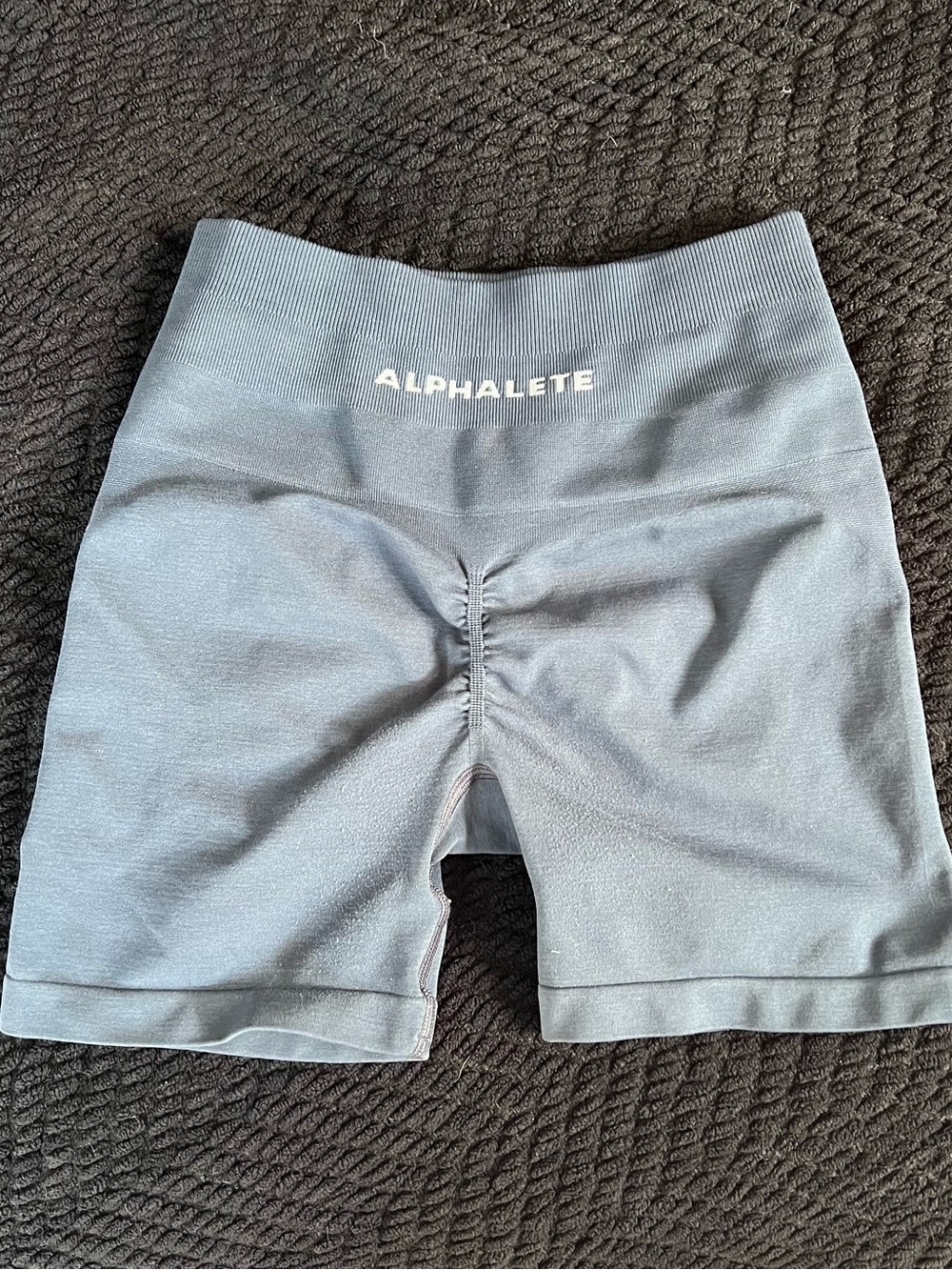 Alphalete High-Rise Bike Shorts in Dusty Navy